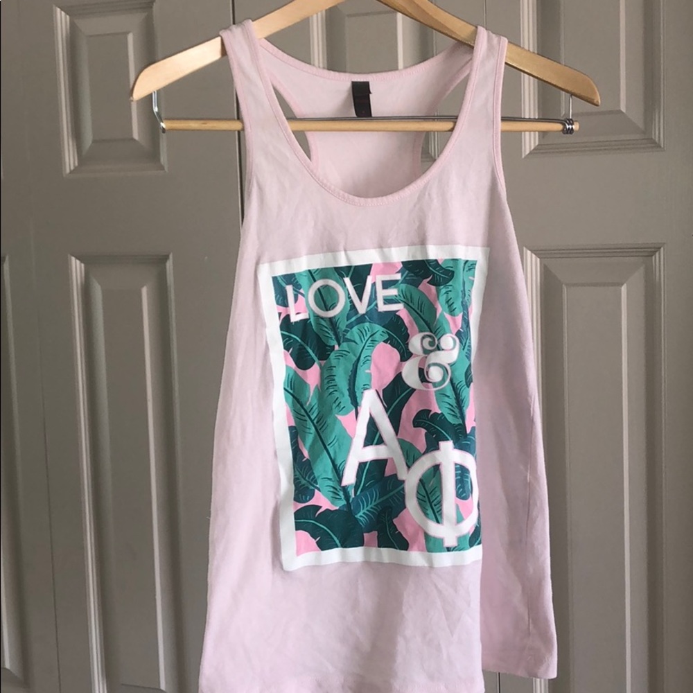 NWOT LOVE & Alpha Phi Racerback Pink Tank, Size S